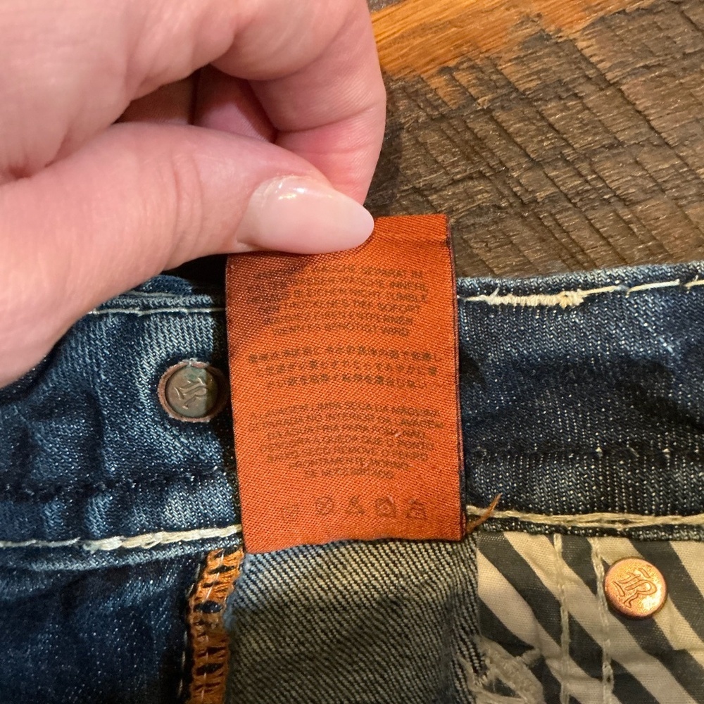Rock Revival Sharon Skinny Jeans Dark Wash Distressed Embroidered Size 27 - Picture 5 of 12